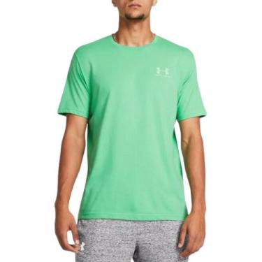 Imagem de Camiseta Under Armour Sportstyle Left Chest Ss Verde E Branco - Mascul