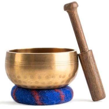 Imagem de Ohm Store Conjunto de tigela tibetana para cantar — Tigela sonora de meditação feita à mão no Nepal para ioga, cura de chakras, atenção plena e alívio do estresse