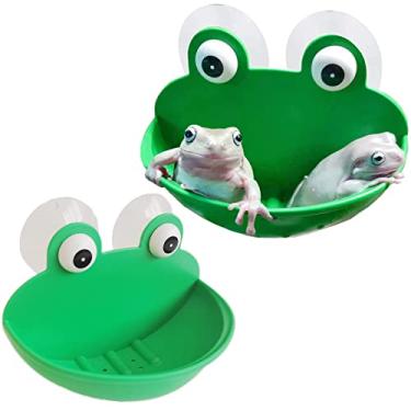 Imagem de JSLZF Sapo habitat 2 peças acessório de terrário sapo aquático anfíbio decoração de aquário bonito com ventosas para sapo girino árvore sapo lagarto lagartixa
