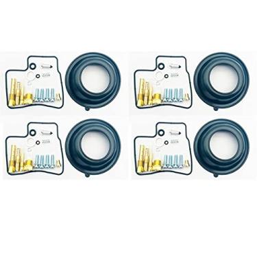 Imagem de Kit de reparo de carburador de carburador com junta de tigela flutuante, êmbolo, parafusos de diafragma, peças de reconstrução para Honda VT500 1983-1985 VT 500 (4 conjuntos)