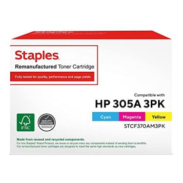 Imagem de STAPLES Cartucho de toner remanufaturado de substituição para HP 305A (Ciano Magenta Amarelo)