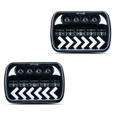 Imagem de MXSAG 2 faróis quadrados de 17,8 x 15,2 cm, branco e âmbar, feixe HI/LO compatível com Jeep Cherokee XJ Wrangler YJ Comanche MJ Toyota MR2/Celica/Supra/Tacoma