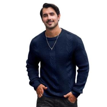 Imagem de Blusa Suéter Em Tricot Detalhado Masculino. MP4001-Masculino