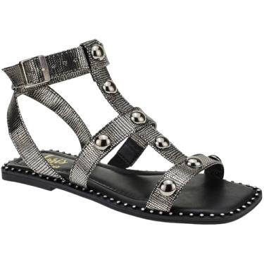 Imagem de Sandalia Gladiadora Flat com Rebites Spike Rasteirinha Tacha Fivelinha 260-01 (Preto, BR, Adulto, Numérico, 37)