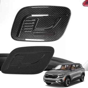 Imagem de Acessórios para Kia Seltos 2021 2022 2023 2024 Capa de tanque de combustível, acessórios compatíveis, tampa de óleo, capa de gás, adesivo de acabamento de fibra de carbono (fibra de carbono)