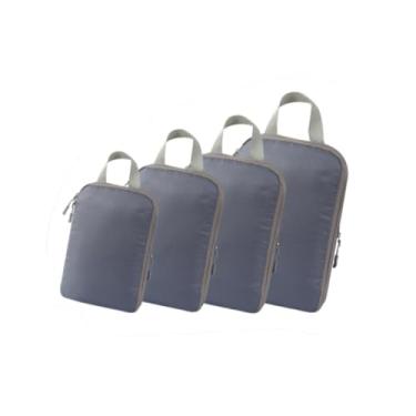 Imagem de JISADER 4x Sacos de armazenamento de compressão Sacos de embalagem de viagem para roupas de viagem de negócios Férias, Cinza