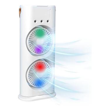 Imagem de Mini Climatizador Ventilador Duplo Giratório Rgb Portátil - Kasa, Bran