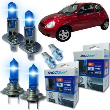 Imagem de Kit lâmpada shocklight super branca farol alto baixo e lanterna h1 h7 