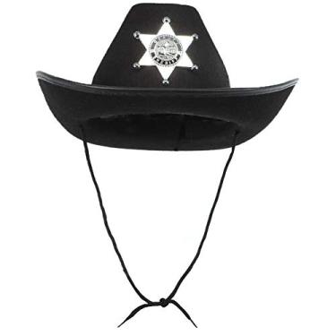 Imagem de NOVELTY GIANT WWW.NOVELTYGIANT.COM Black Felt Cowboy Western Rodeo Deputy Sheriff Hat