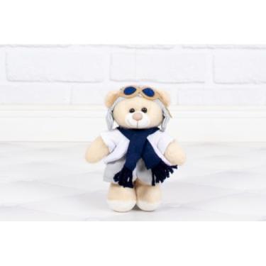 Imagem de PELUCIA URSO FAMILY 12 CM - PARA MOBILE E DECORAÇÃO (Aviador clássico branco, cinza e marinho - Pelúcia Doce de Leite)