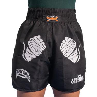 Imagem de Short Calção Feminino Muay Thai Boxe Luta Oficial 1 Fit, M, Preto