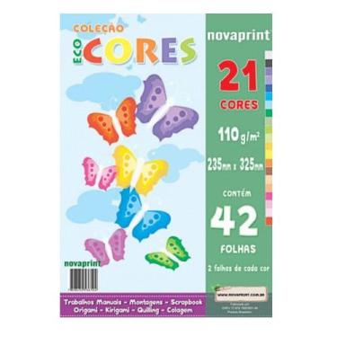 Imagem de Papel EcoCores  42Fls Colorido 110g Bloco Escolar 21 Cores - Novarint 