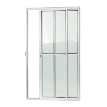 Imagem de Porta de Alumínio de Correr 210x120cm 2 Folhas com Vidro Liso Super Br