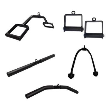 Imagem de Kit 6 Puxadores Barra Pulley Cross Over Academia - Rei do Fitness