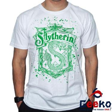 Imagem de Camiseta Sonserina 100% Algodão Harry Potter Slytherin Geeko, Branco g