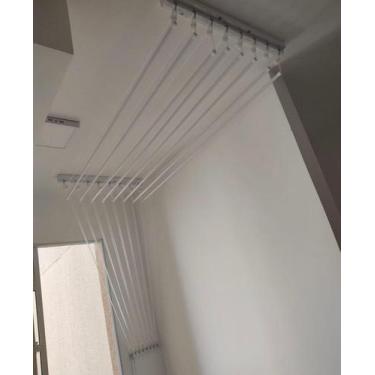Imagem de Varal individual de teto com 10 varetas e 1 metro branco - Plus varais
