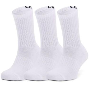 Imagem de Kit 3 Pares Meias Under Armour Cano Alto Treino Branco, 34/38