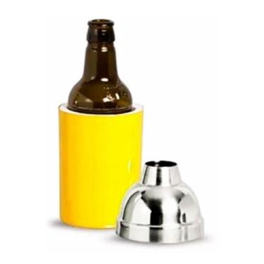 Imagem de Porta Garrafa de Cerveja em Alumínio e Isopor Térmico 300Ml - Amarela 