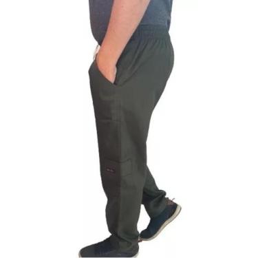 Imagem de Calça De Brim Elástico C/ Bolsos Laser Trabalho. - juc men , Verde, G
