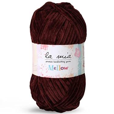 Imagem de 1 novelo La Mia fio de chenille macio para tricô e crochê roupas de bebê, cobertores e acessórios, 100% poliéster, 100 g (3,5 oz) / 115 m (125 jardas) marrom - 920
