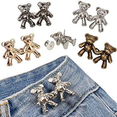 Imagem de 8 pares de botões de jeans de urso fofos, sem costura, cintura destacável, ajuste corporal, fivelas apertadas, presentes perfeitos para meninas, saia e calça jeans, fechos de metal