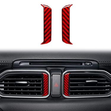 Imagem de nuoozy Compatível com painel de moldura de saída de vento de ar condicionado, acabamento em fibra de carbono, acessório interno para Mazda CX-5 vermelho 2017 2018 2019 2020 2021 2022