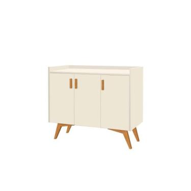 Imagem de Buffet 3 Portas Classic Pés em madeira maciça Off White - Móvebrinque 