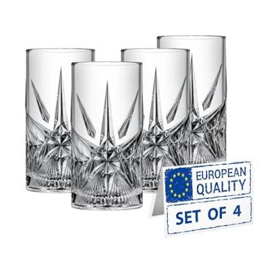 Imagem de Biandeco Conjunto de 4 copos Crystal Highball, copos de vidro de corte alto premium para coquetéis, bebidas longas, água, suco, chá gelado, mojito, copos de cristal de 340 g