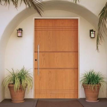 Imagem de Porta Pivotante Belíssima Imbuia 7 Padrão Batente 14 Puxador Tubo 60cm 120 X 210 Esquerdo Natural