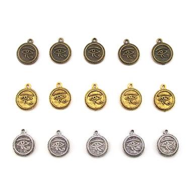 Imagem de Pingentes de Olho de Hórus Egípcio Mix de 15 Peças - Berloques de Prata Ouro Bronze Egito, Liga de aço, Sem Pedra Preciosa