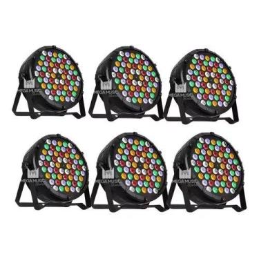 Imagem de 6 Canhão Refletor Led Par 64 Slim Rgbwa 60 Led 3w Ambar Dmx Dj - SHOWT