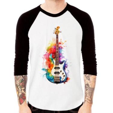 Imagem de Camiseta Raglan Contra Baixo Watercolor Manga 3/4 - Foca na Moda, Bran