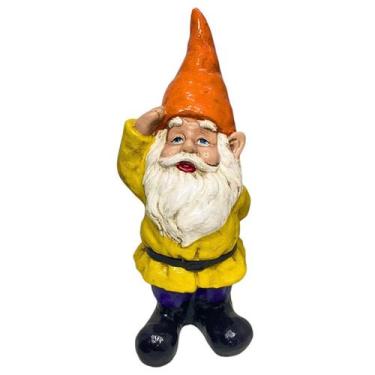 Imagem de Escultura Anão Gnomo Duende Continência em Resina para Jardim - LZ Dec