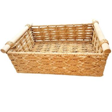 Imagem de Cesta Decorativa Veredas de Fibra Natural com Alça de Madeira - 25x15x
