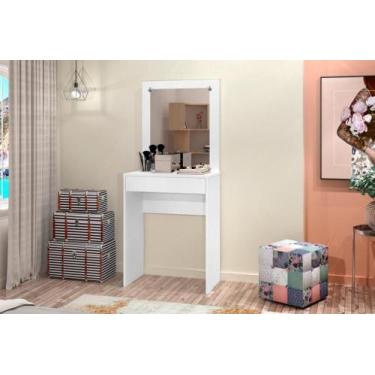 Imagem de Penteadeira Camarim com Espelho 1 Gaveta Sofia Branco - Rede Móveis