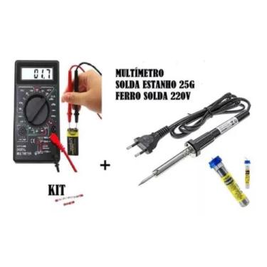 Imagem de Kit Ferro De Solda 220v 60w + Multímetro + Solda Estanho 25g - Império