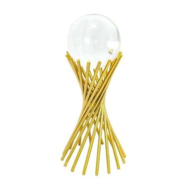 Imagem de Escultura Decorativa Bola Cristal c Base Contemporaneo luxo - LUXdécor