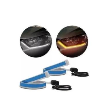 Imagem de Par Fita Farol Diurno LED DRL Branca e Seta Sequencial 60 cm - PhD