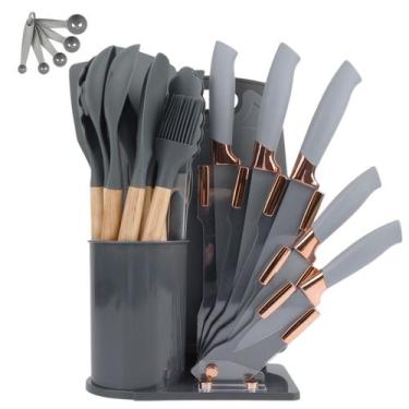 Imagem de Kit 19 Utensílios De Cozinha Com Cabo De Madeira E Silicone - Albha, C