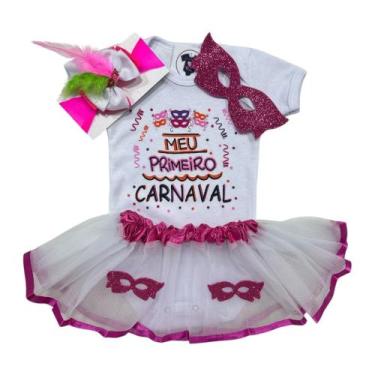 Imagem de Body Bebe Carnaval + Mascara + Saia Tutu + Laço - ESCOLHA MODELO - RL,