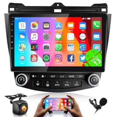 Imagem de Rádio Android 13 para Honda Accord 2003 2004 2005 2006 2007, Rimoody Car Stereo GPS WiFi 10,1'' Touchscreen Mirror Link Bluetooth FM/RDS SWC Microfone para câmera reserva