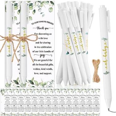Imagem de Tenceur Conjunto de 100 canetas de chá de bebê, lembrancinha de chá de bebê, lembrancinha de chá de bebê, para convidados, com cartões de agradecimento da floresta, lembrancinhas de festa para