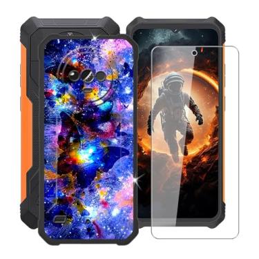 Imagem de YQINHHME Capa de telefone amortecedora de TPU macia preta para Cubot Kingkong ES (6,5 polegadas) com 1 x protetor de tela de vidro temperado, capa fina de silicone à prova de choque para Cubot