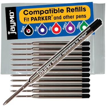 Imagem de Pacote com 6 refis Parker Ballpoint compatíveis, Black Parker 12, Parker Pen