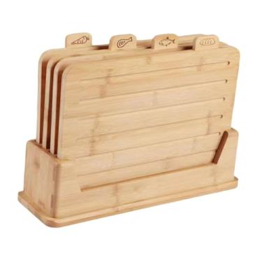 Imagem de Ｂｅｓｇａ Tábua de corte de madeira com suporte de 4 peças Tábua de corte de madeira Tábua de corte de vegetais e frutas Tábua de pizza para vegetais e carne