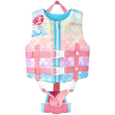 Imagem de Zeraty Colete de natação infantil de neoprene, jaqueta flutuante para crianças, meninas e meninos, 36-40-50-60-32-39,9 kg com duas alças de segurança ajustáveis