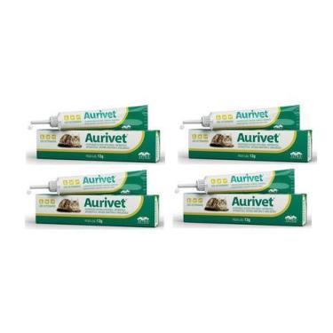 Imagem de 4 Aurivet Pomada 13g Vetnil Uso Veterinario Otites Cães Gato