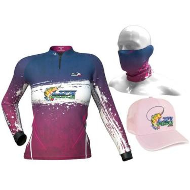 Imagem de Camiseta Presa Viva Feminina Proteção Solar Uv Life Pesca + Bandana + 