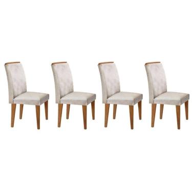 Imagem de Kit 4 Cadeiras Sala Jantar Lunara 4 Un Imbuia Suede Creme Rufato