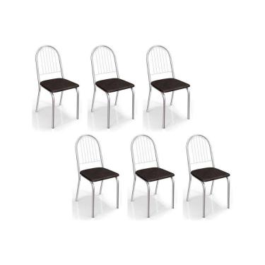 Imagem de Cadeira De Cozinha Noruega C077 Kit 6 Un Cromada Preto 110